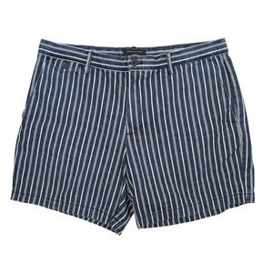 Banana Republic Lived In Chino Shorts Mens 36 Navy White Stripe 7 Inch Cotton